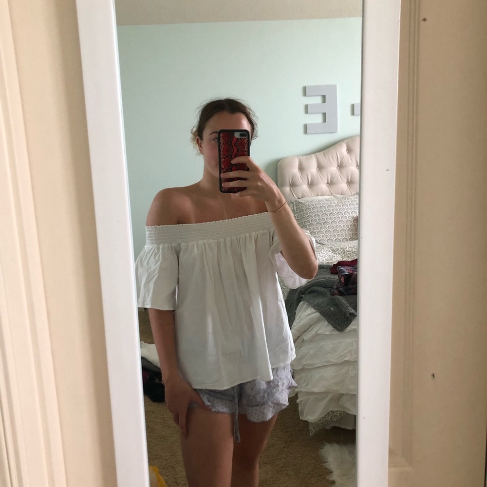 White off the shoulder flowy top